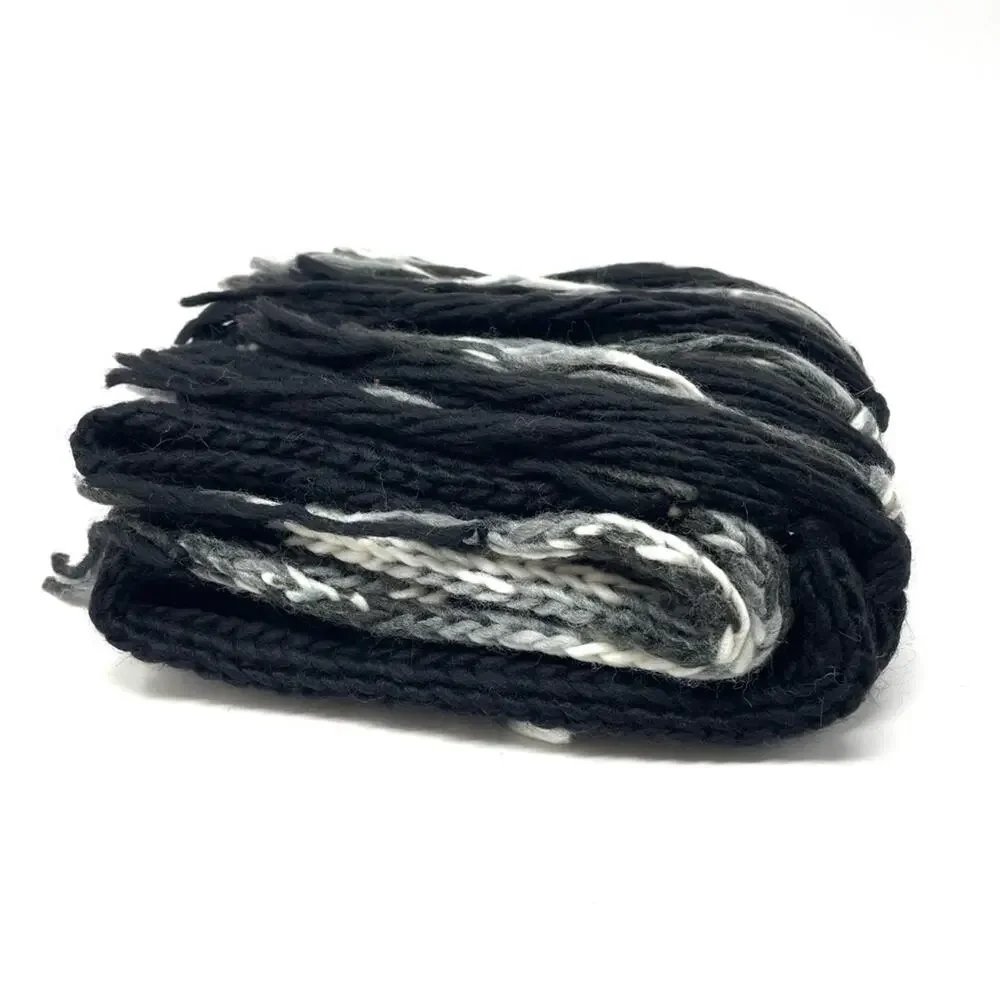 Renee's NYC Women's Soft Knit Wool Blend Scarf w/ Fringe in Black and White